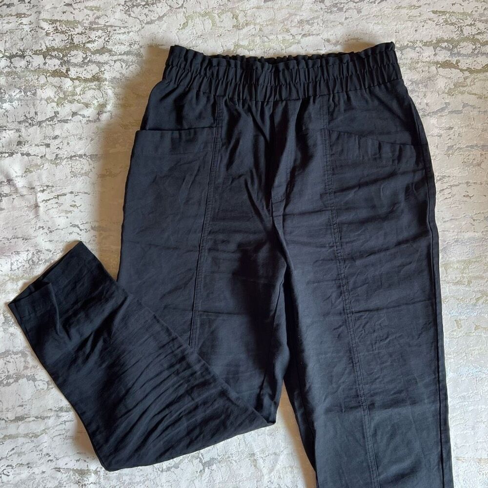 A New Day Black Rayon Trousers Ankle Length elastic waist